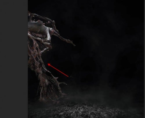 2 effect after mask 500x409 Create a Surreal Burning Tree Scene with Falling Particle Effect in Photoshop
