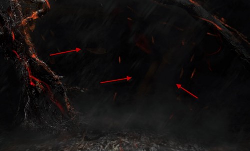 6 effect 2 500x302 Create a Surreal Burning Tree Scene with Falling Particle Effect in Photoshop