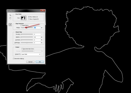 1 radius 500x356 Quick and Effective Hair Extraction Techinque via Refine Mask in Photoshop (CS5+)