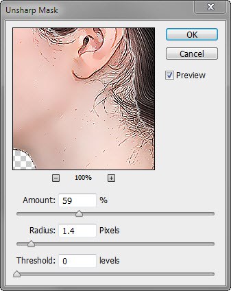 1 unsharpen mask 1 unsharpen mask Transform Normal Portrait Image into Artistic Painting in Photoshop