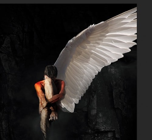 4 wing paste 500x460 Design a One Winged Fallen Angel Scene in Photoshop